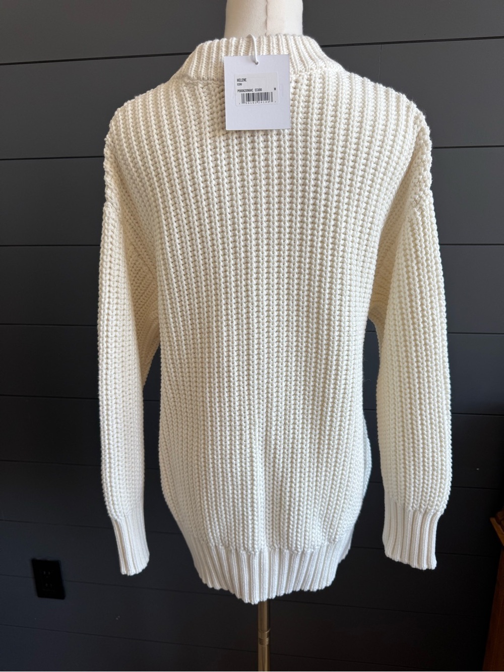 Pistola Ecru Helene NWT Chunky Ribbed Split Hem Sweater Cream Cotton Winter - Picture 6 of 8